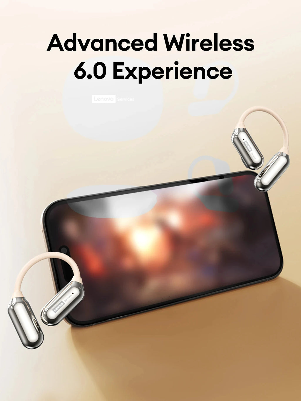 Lenovo LE503 OWS Kabellose Ohrhörer Bluetooth V6.0 Open-Ear Kopfhörer ENC Geräuschunterdrückung Earbuds Wasserdicht Lange Akkulaufzeit