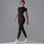 Ärmelloser Yoga-Jumpsuit mit Reißverschluss, schnelltrocknender, atmungsaktiver, figurbetonter Outdoor-Sport-Jumpsuit, Fitnessanzug