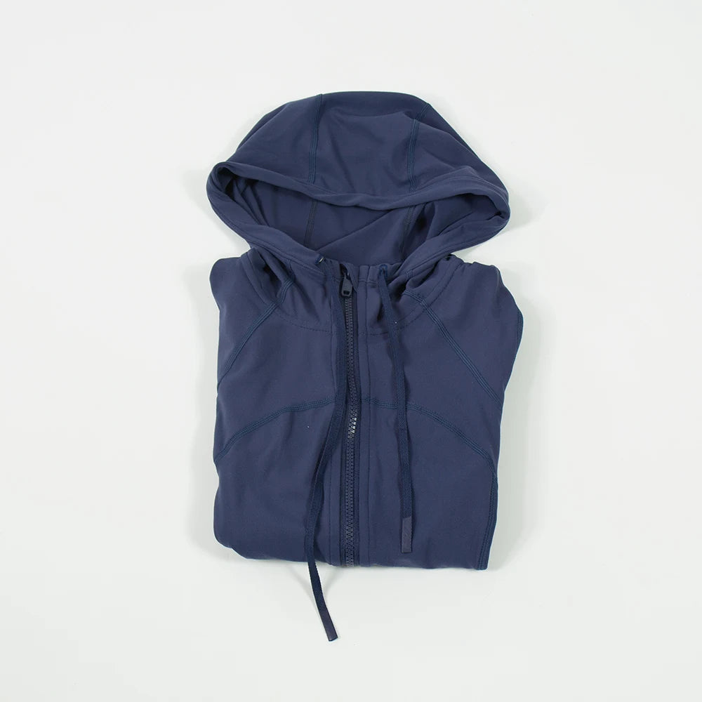 Damen Kapuzen-Sportanzug für Outdoor, Laufen, Fitness und Yoga, atmungsaktiv, lange Ärmel, Strickjacke