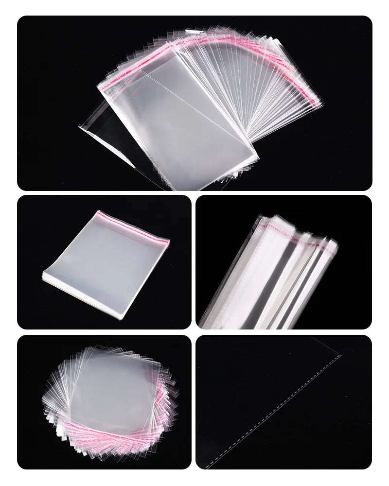 100 Stück OPP selbstklebende transparente Plastiktüte Kleidung Schmuck Verpackung Selbstklebende Keks-Bonbon-Verpackung Cellophan-Beutel
