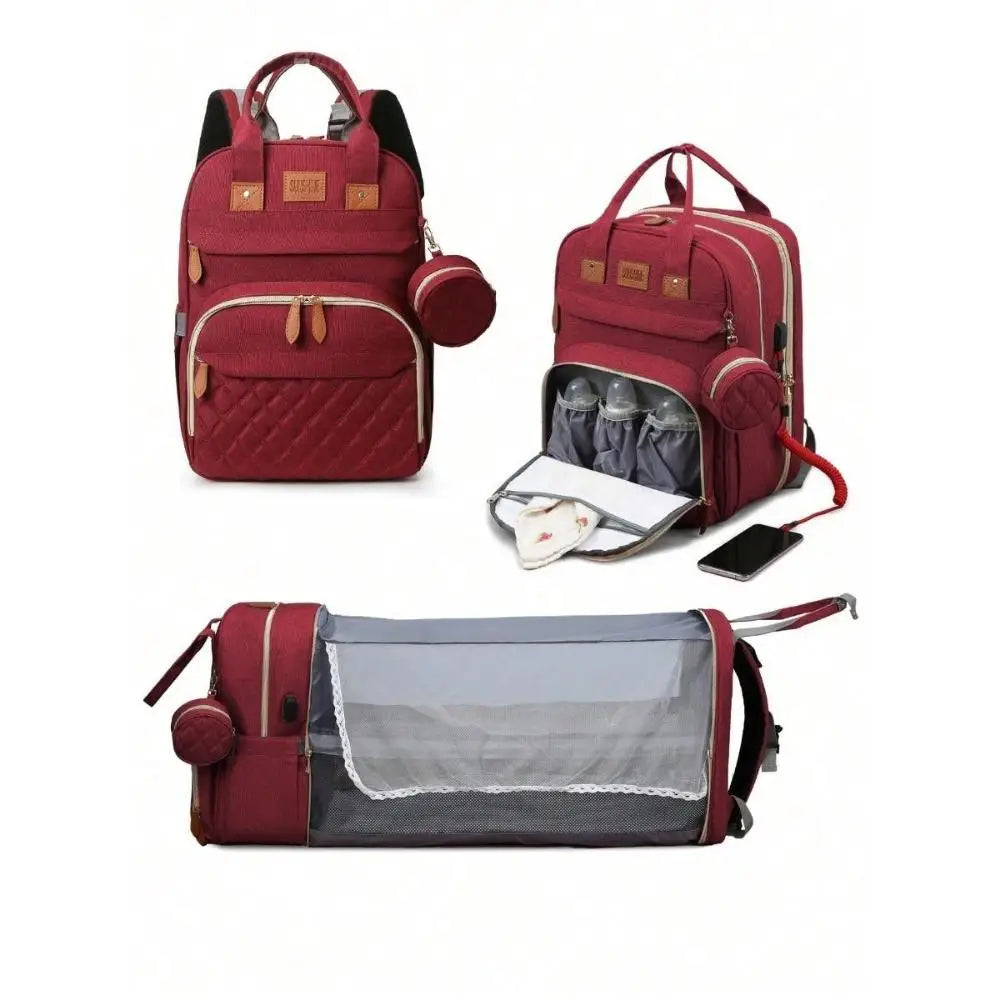 3-in-1-Wickeltaschen-Rucksack, faltbares Babybett, wasserdichte Reisetasche mit USB-Ladefunktion, Wickeltaschen-Rucksack mit Wickelbett, 3 Typen