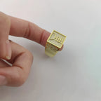 Personalisierter gravierter 17 mm runder Siegelring, gravierte Buchstaben, Logo-Ringe, modischer Kupfer-Schmuck für Herren