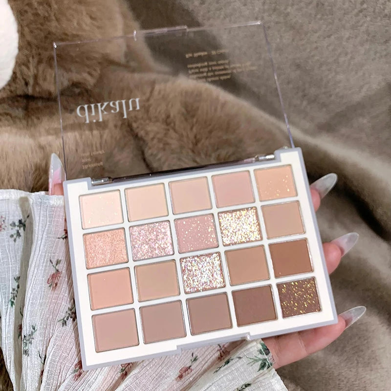 DIKALU 20-Farben Koreanische Lidschatten-Palette mit geringer Sättigung Matt Wasserfest Braun Rosa Lidschatten-Palette Langanhaltendes Tages-Make-up