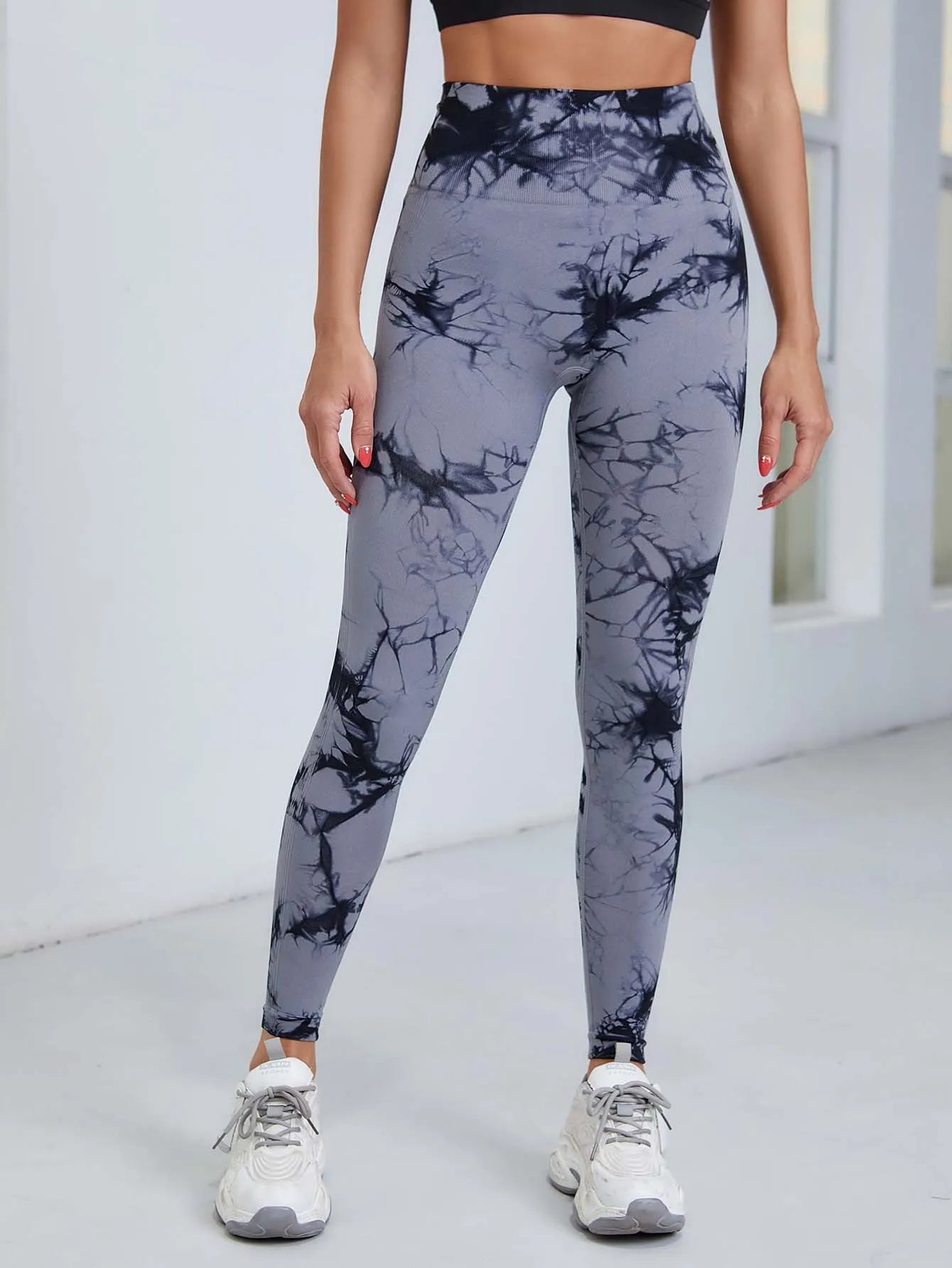 Women's Tie Dye Nine Tenths Leggings High Waist Yoga Pants Soft Stretchy Workout Running Pants Breathable Comfortable