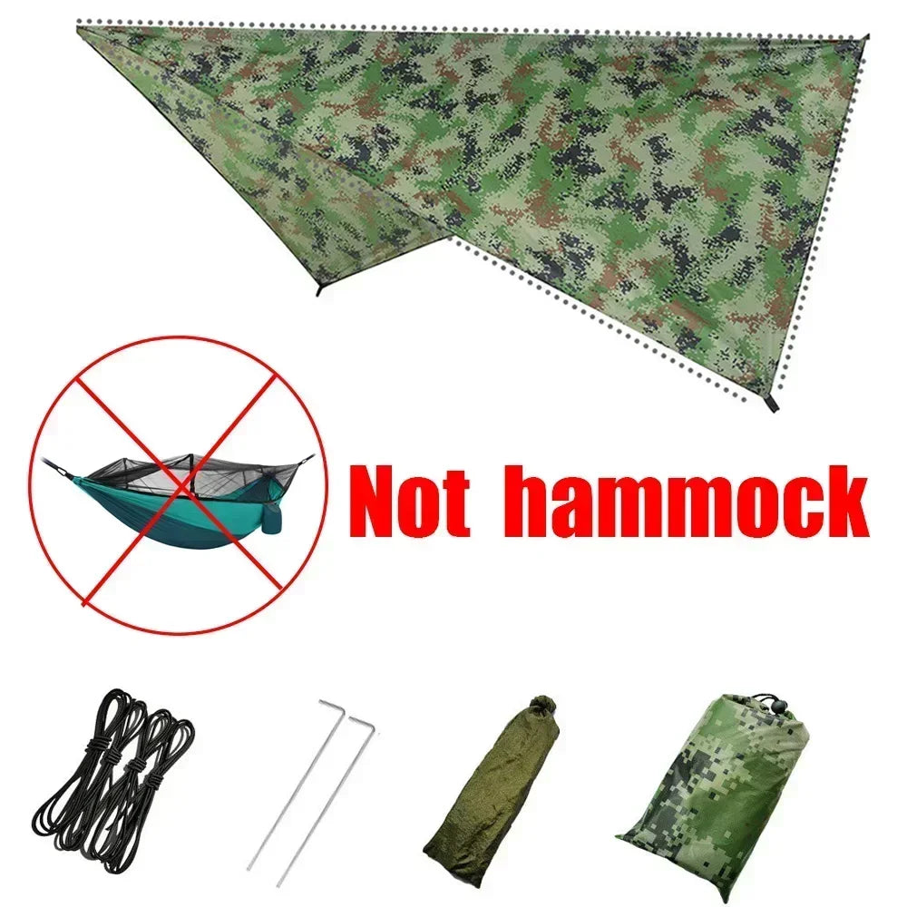 260x140cm Camping Hängematte Doppelgröße Fallschirm mit Moskitonetz Regenschutz Tarp Leicht für Wandern Reisen