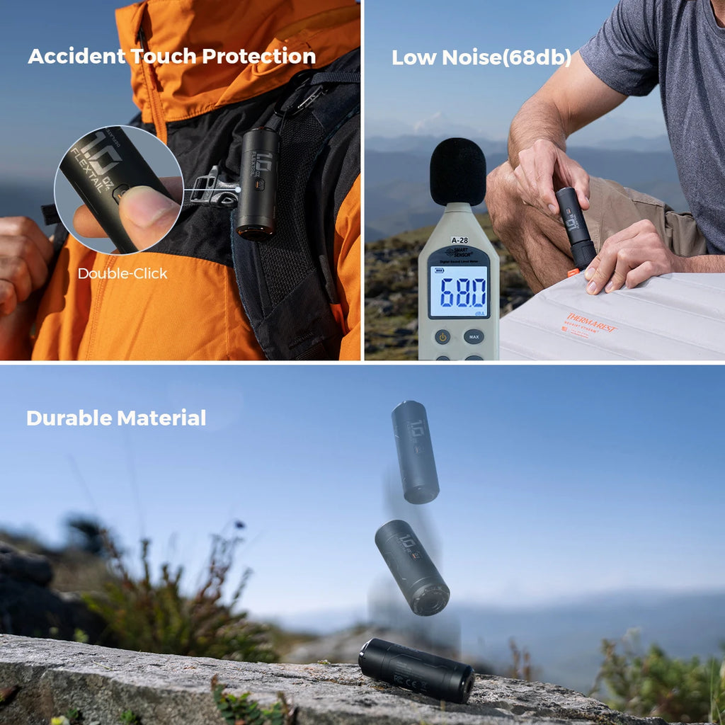 FLEXTAIL ZERO PUMPE – 30g tragbare elektrische Camping-Luftpumpe zum Aufblasen von Isomatten, 1 wiederaufladbarer Akku enthalten