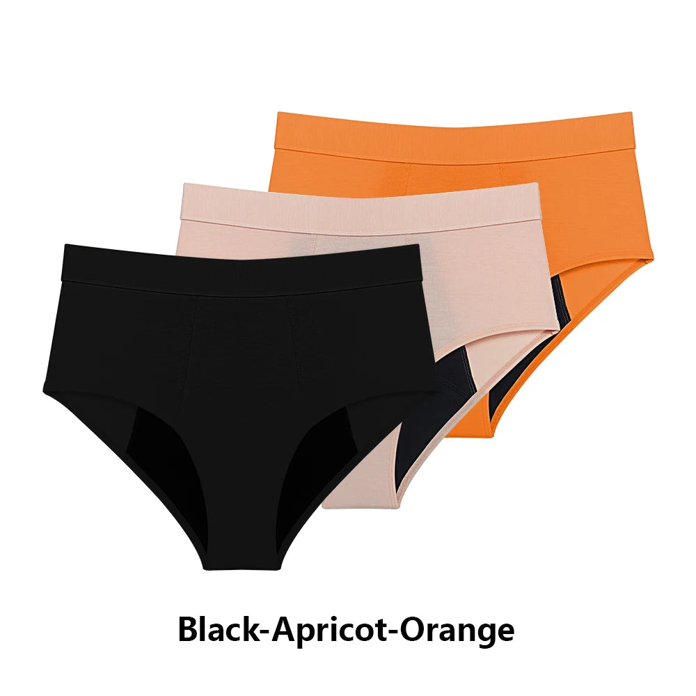 3 Stk./Set Menstruationshöschen Damen sehr starke Blutung Menstruationsunterwäsche High Waist Auslaufsicher Period Panties für Mädchen Set