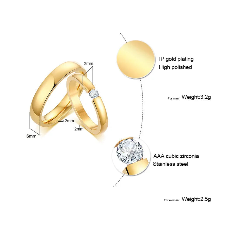 Personalisierte Paarringe als Geschenk mit Karte für Frauen und Männer, PVD-vergoldete Namensringe, Liebesschmuck, Eheringe, individuelle Namensringe, Hochzeitsgeschenke
