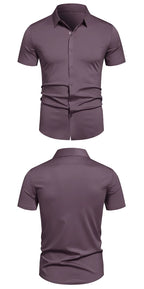 Herren Stretch Hemd Bügelfreie Hemden Regular Fit Kurzarm Stretch Business Casual Button-Down Hemden