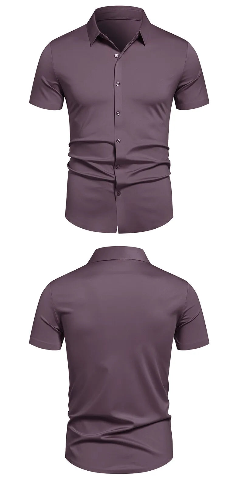 Herren Stretch Hemd Bügelfreie Hemden Regular Fit Kurzarm Stretch Business Casual Button-Down Hemden