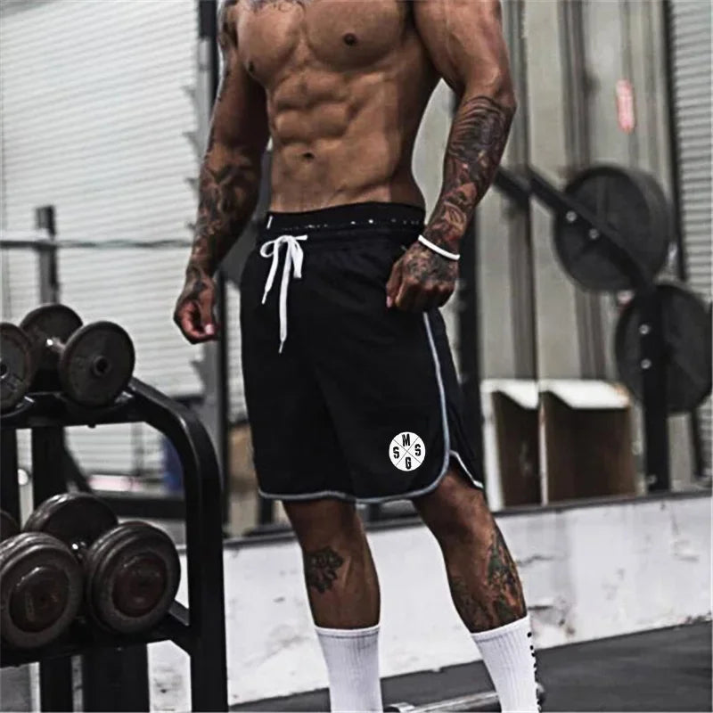 Sommer-Sport-Shorts, atmungsaktiv, Mesh, Herren, Kordelzug, elastische Hose, Lauftraining, Outdoor, Fitness, Jogging, gerade
