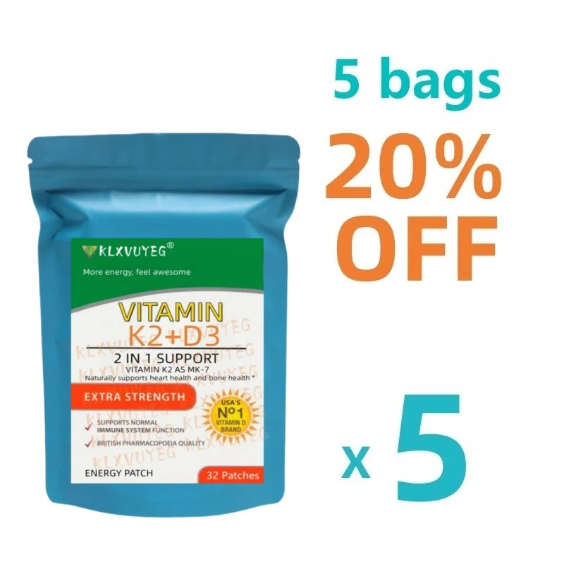 Vitamin K2 (MK7) mit D3 Pflaster für 9 Wochen, enthält Vitamin D & K Komplex Premium gentechnikfrei, Biotin, Vitamin D3