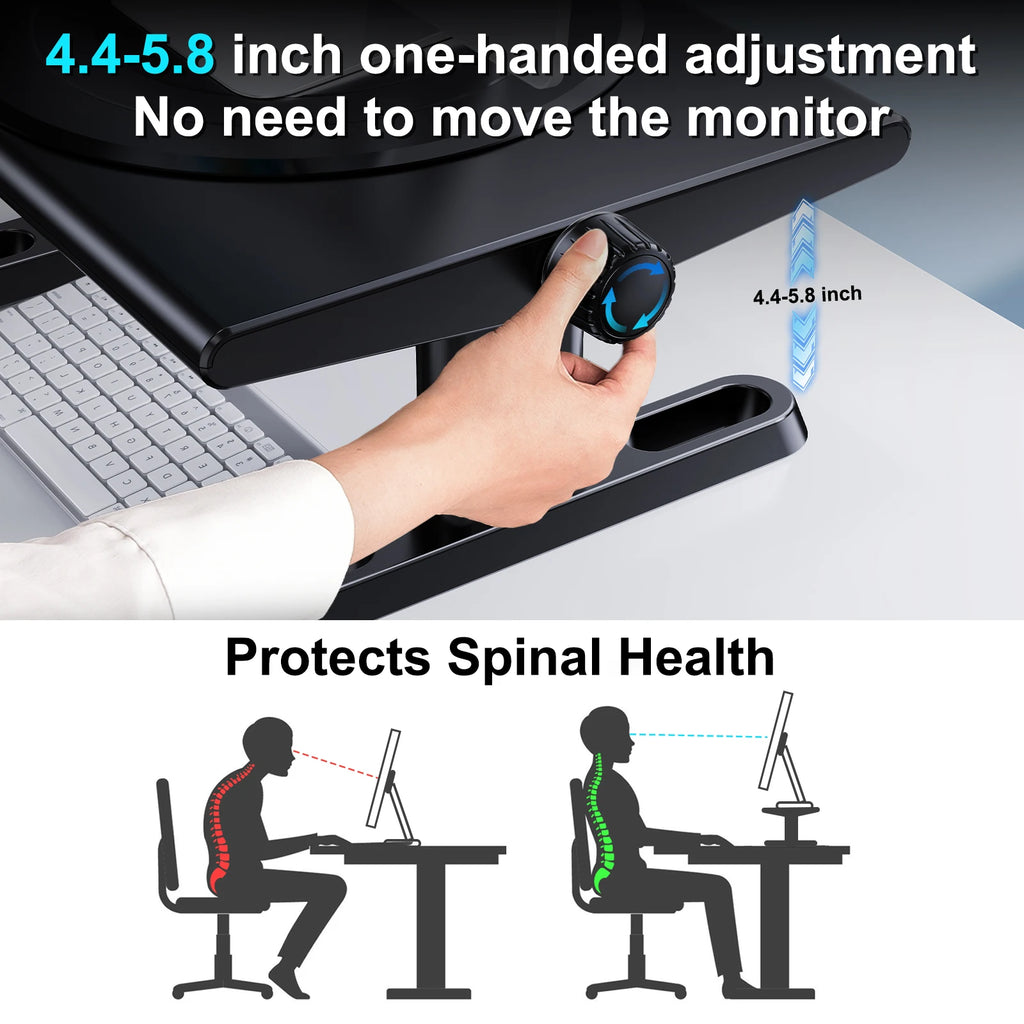 Oatsbasf Computer Monitor Stand Laptop TV Holder Monitor Shelf 360° Rotation Computer Desk Height Adjustment 50LB Load Bearing