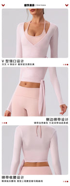 Yoga Sportshirt Blusen Pilates Crop Top Fitness Damen Langarm T-Shirt Oberteile Sweatshirt Sportbekleidung Damen Gym Yoga Kleidung
