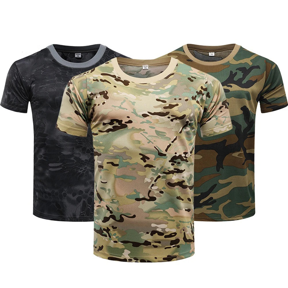 Outdoor Sport Herren T-Shirts 3D Camouflage Schnell Trocknend Rundhals Kurzarm Oberteile Hemd Camo Wander Jagd T-Shirt Hauptbild