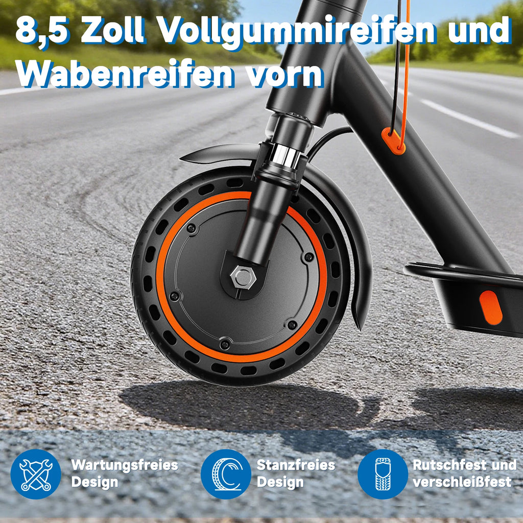 TODIMART T6 ABE E Scooter Mit Straßenzulassung, 30-35 km range, 350-500W brushless motor, dual brakes, and 8.5-inch run-flat tires