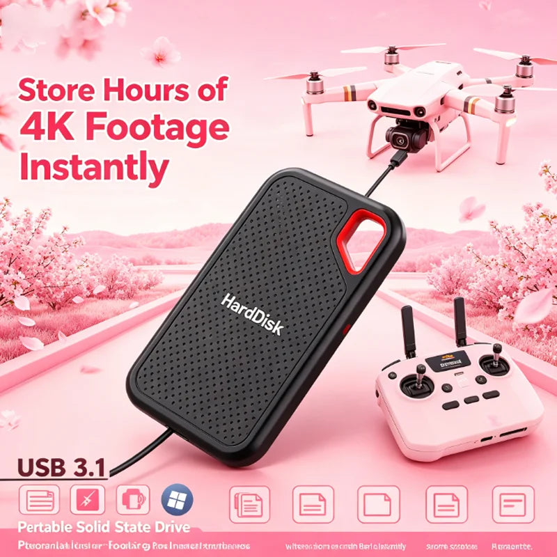 High-Speed Original SSD 2TB Portable USB3.1 Festplatte 4TB Geräuschlose Disk für Freelancer Laptop Tablet Werkbank
