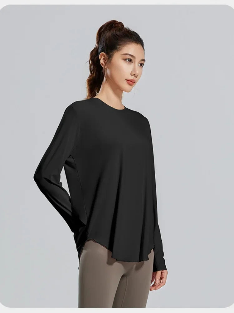 STOUREG Yoga Cover Up, atmungsaktive Sportbekleidung, lockeres Fitness-Shirt, Sport-Tops in großen Größen, kühlendes Sommer-T-Shirt