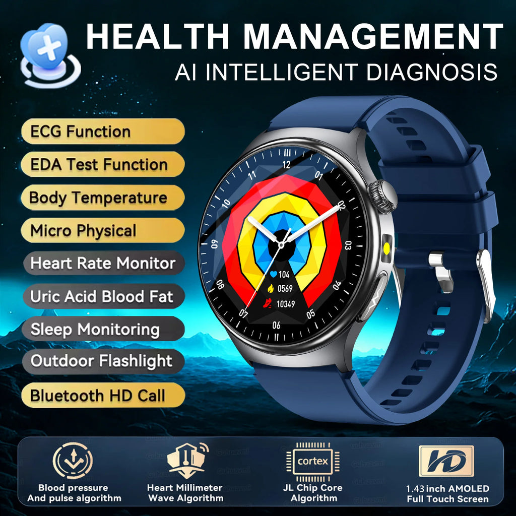 2026 Neue genaue Körpergesundheitsanalyse Smartwatch Herren EKG Blutfette Harnsäure Blutdruck Körperfett Sprachanruf Smartwatch
