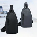 Men Bag Fashion New Solid Color Men Chest Bag Outdoor Casual Fashion One Shoulder Crossbody Bag Nylon USB Charging Shoulder Bags