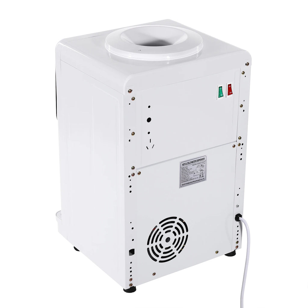 Moderner weißer elektrischer Wasserspender, 31*30*48cm, wassergekühlter Spender, 500W Desktop-Warm- und Kaltwasserspender