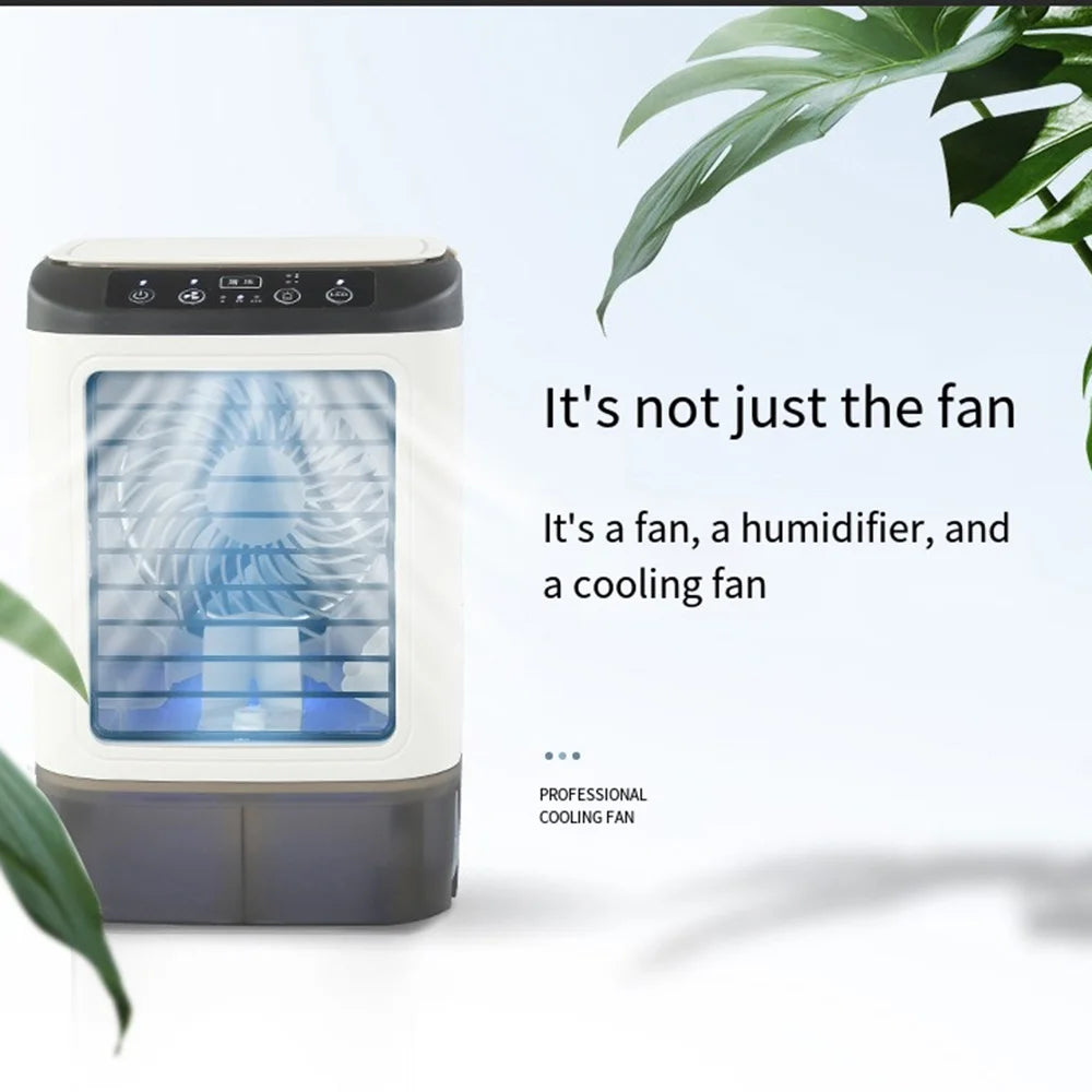 USB Tragbarer Klimaanlagen-Ventilator Dual-Nebelbefeuchter Eisbox 3-Gang Desktop-Kühlventilator mit LED-Nachtlicht