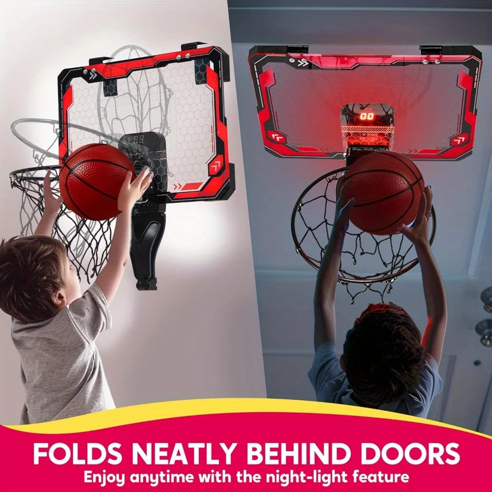 JOYFY Mini Indoor Basketballkorb, leuchtend, zum Aufhängen über der Tür, Basketballkorb für Kinderzimmer, Basketball, Geburtstags-, Weihnachtsgeschenke