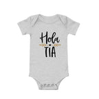 Hola Tio Tia Schwangerschaftsankündigung Baby Body Strampler Säuglingskleidung Freizeit-Overalls Schwangerschaftsgeschenk für neue Tante Onkel