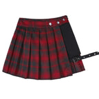 Sommer Harajuku Punk-Stil Karierte unregelmäßige Röcke Damen Asymmetrische High-Waist Schwarze Röcke Plissierte Mädchen Gothic Halbröcke