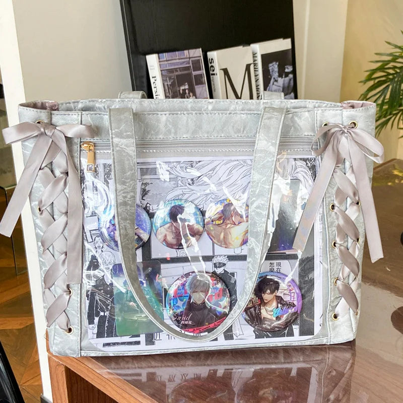 Neue Y2K Süße Japanische Ita Bag Lolita Mädchen Transparente Umhängetasche Große Kapazität Umhängetasche Lässige Tasche DIY Display Handtaschen
