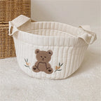 Niedlicher Bären-Stickerei INS Baby Wickeltasche Windel Caddy Windelkorb Mummy Mutterschaftstasche für Neugeborene - Aufbewahrungsorganisator für Spielzeug und D