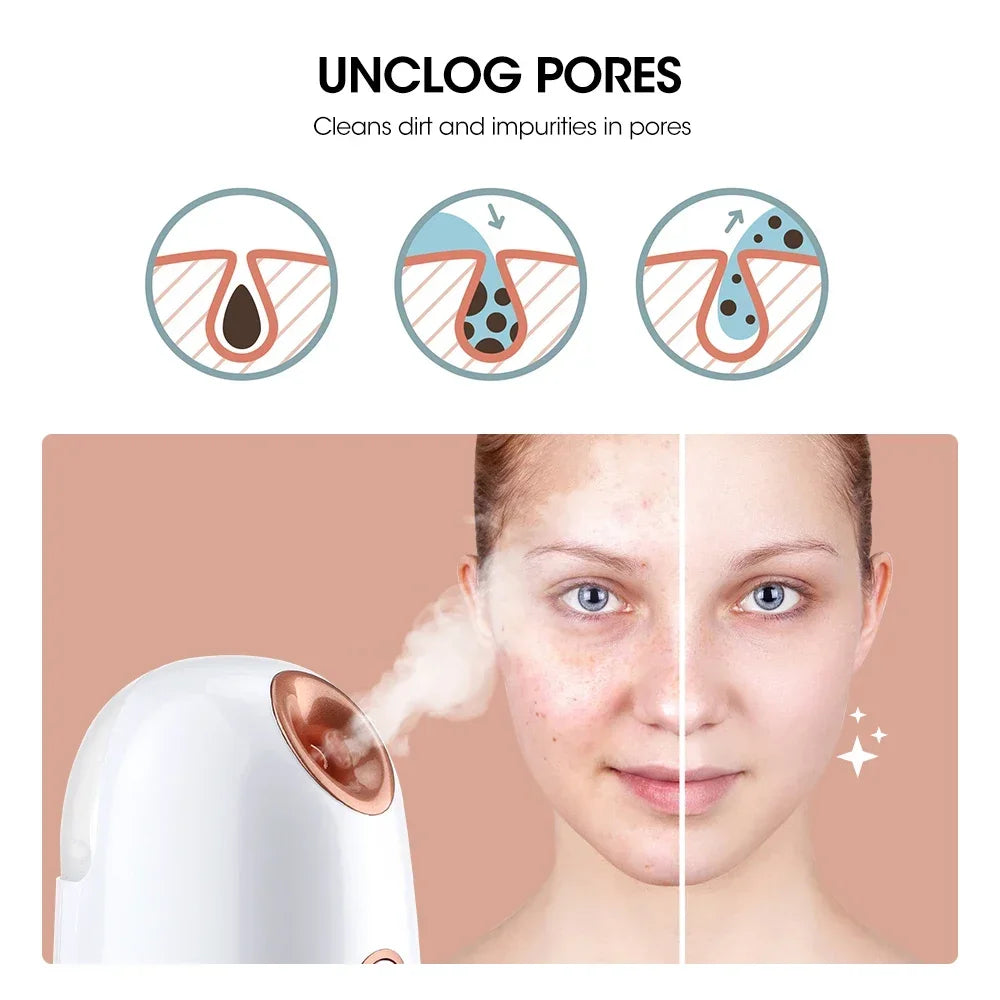 Gesichtsdampfer Luftbefeuchter Nano-Nebel-Sprüher SPA für die Feuchtigkeitsversorgung des Gesichts, Porenreinigung, Nano-Dampf mit Tiefenwirkung für die Gesichtshautpflege
