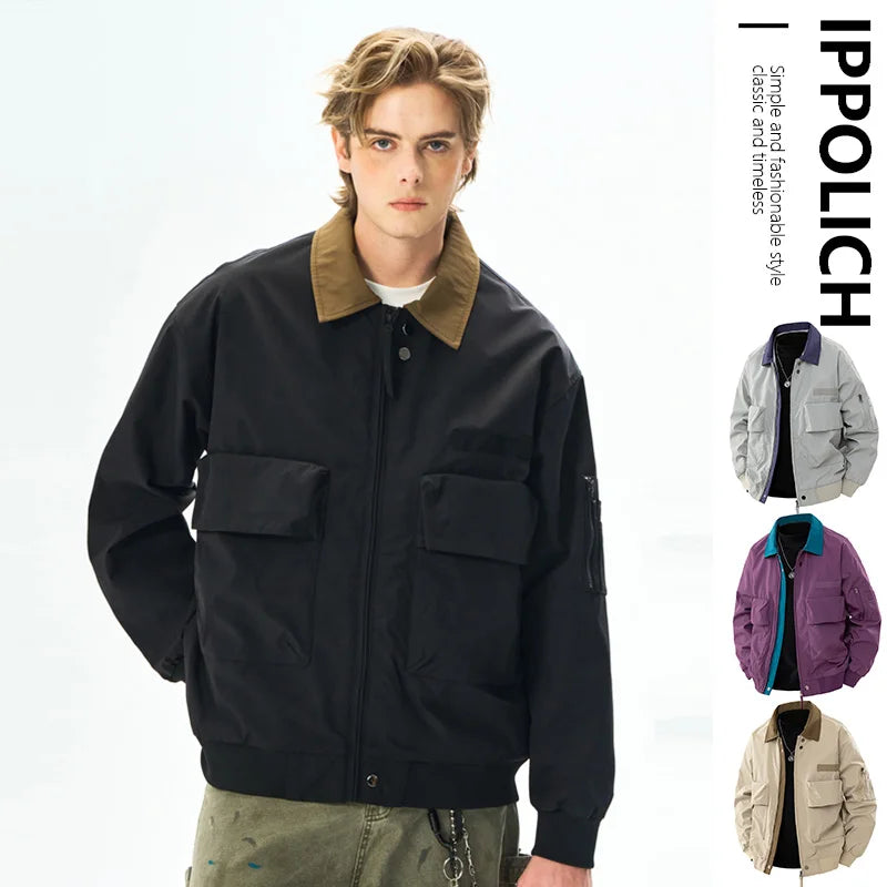 Men's Spring Casual Blazer Jacket Turn-Down Collar Stylish Versatile Office Wear Lightweight Coat Trendy Man Large Pocket Jacket Hauptbild