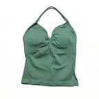 Gym Schöner offener Rücken BH Laufen Training Impact Neckholder Longline Trägertop Sport Yoga Weste Damen Fitness Tank Top