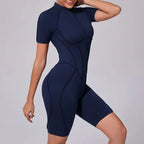 Damen-Trainingsanzug Fitness-Workout Sportkleidung Outfit Reißverschluss-Jumpsuit Yoga Fitness Overall Set Offene Rücken Bodysuits Anzug für Damen