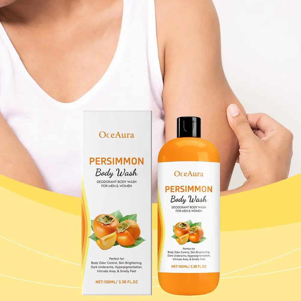 100ml Kaki-Duschgel, Peeling-Duschgel, Feuchtigkeit spendend, Haut reinigend, glatt, weich, Körpergeruch-Entferner, Badeprodukte