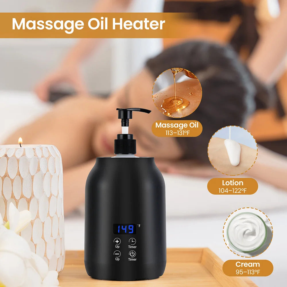 Massage Oil Heater Lotion Essential Cream Bottle Warmer LED Display Temperature Control Quick Heating Body Oils For Salon SPA