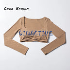 QINACTIVE Damen Yoga Shirts Crop Top Langarmshirts für Damen Yoga Sport Fitness Gym Kleidung Workout Tops
