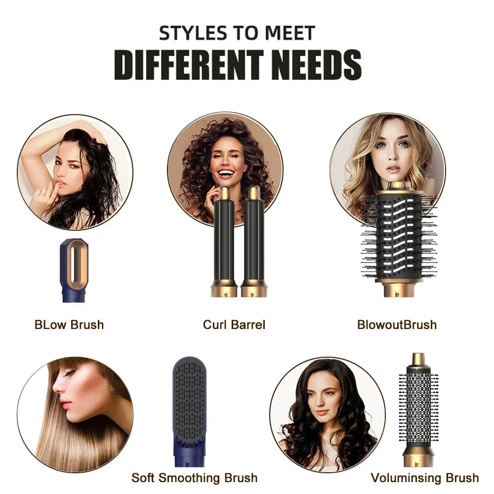 6-in-1 Haartrocknerbürste Heißkamm-Set Professioneller Lockenstab Haarglätter Styling-Tool Luft-Styling Haartrockner Haushaltsgerät