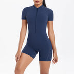 Reißverschluss Gym Jumpsuit Kurz Damen Yoga Sets Sport Outfits Weibliche Yoga Overalls Workout Kleidung Fitness Anzug Damen Trainingsanzug
