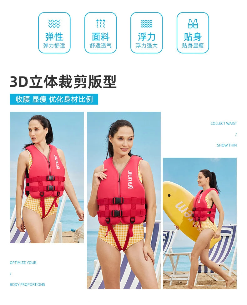 Neopren-Schwimmweste für Erwachsene und Kinder, neue Wassersport-Auftriebsweste, Schwimmweste zum Schwimmen, Bootfahren, Skifahren, Fahren und Treiben
