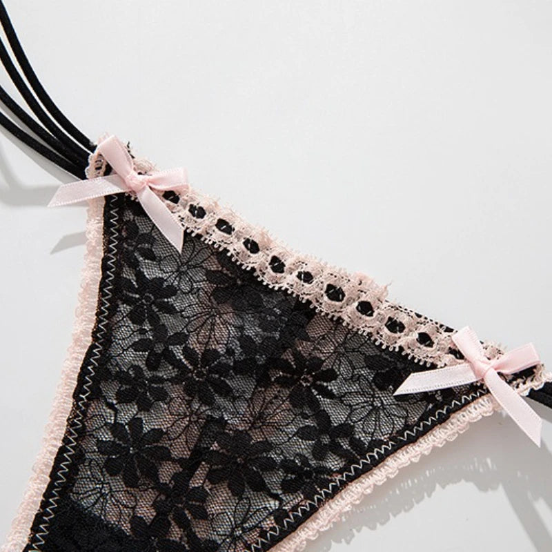 Spitzen-Schleifen-Höschen, sexy Damen-Dessous, Alltagskleidung, Homewear, einfarbige Unterwäsche für Damen, niedrige Taille, atmungsaktive Höschen, трусы женские