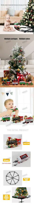 Batteriebetriebener Eisenbahnzug mit Sound & Licht, Eisenbahnwaggon, Spielzeug, Weihnachtszug, Baumschmuck, Schienenspielzeug, elektrische Spielzeuge für Kinder