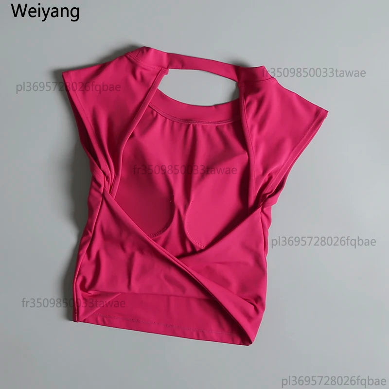 Sexy rückenfreie Sportweste Damen mit fixiertem Brustpolster Eng anliegend Schnell trocknend Schmale Passform Yoga Top Atmungsaktives Fitness-Shirt
