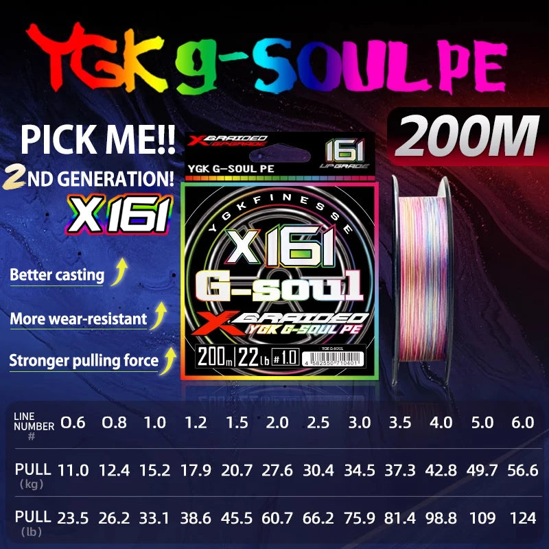 NEU YGK G-Soul PE Angelschnur X16 Geflochten 300/500M für Angelausrüstung Karpfen Multifilament Stark Geflecht Verkabelt PE