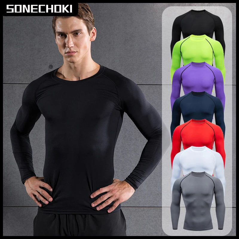 Kompressions-Laufshirt Herren Langarmshirt für Männer Sportbekleidung Schnelltrocknend Fitness T-Shirt Training Workout Muskelshirt Hauptbild