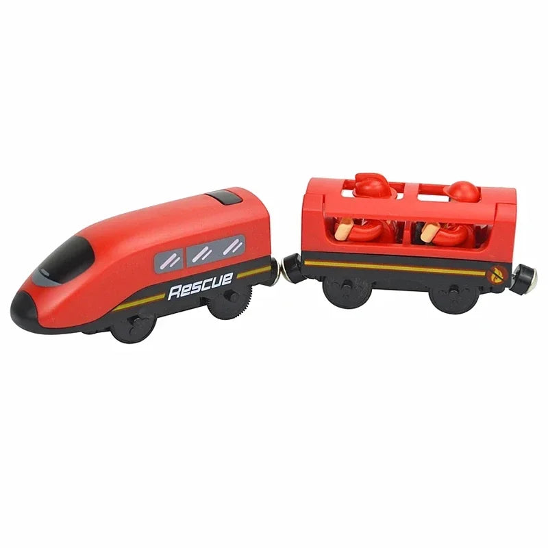 Holzzugspielzeug Zugstrecke Magnetischer Satz Elektrische Lokomotive Druckguss-Modellauto Passt auf alle Holzmarken Schienen für Kinder