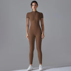 Ärmelloser Yoga-Jumpsuit mit Reißverschluss, schnelltrocknender, atmungsaktiver, figurbetonter Outdoor-Sport-Jumpsuit, Fitnessanzug