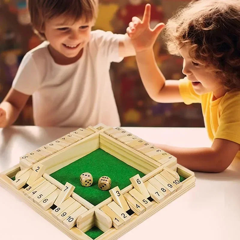 Holzwürfel-Brettspiel Shut The Box für 4 Spieler Klappen & Würfel Spiel Eltern-Kind Interaktion Familienunterhaltung