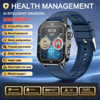 Neue Herren Smartwatch für präzise Gesundheitsdiagnose: EKG, Blutdruck, Blutsauerstoff, Blutfett, Harnsäure, Temperatur, Bluetooth-Anruf